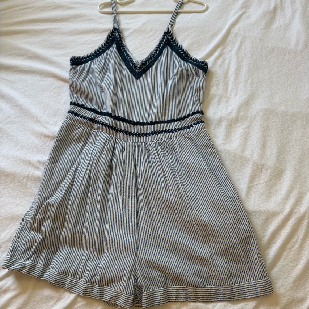 Japna Navy and White Striped Romper